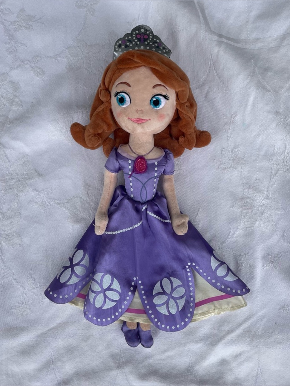 Disney Princess Sofia The Firat Plush Rag Doll Lovey Sewn Eyes Purple Dress 15”